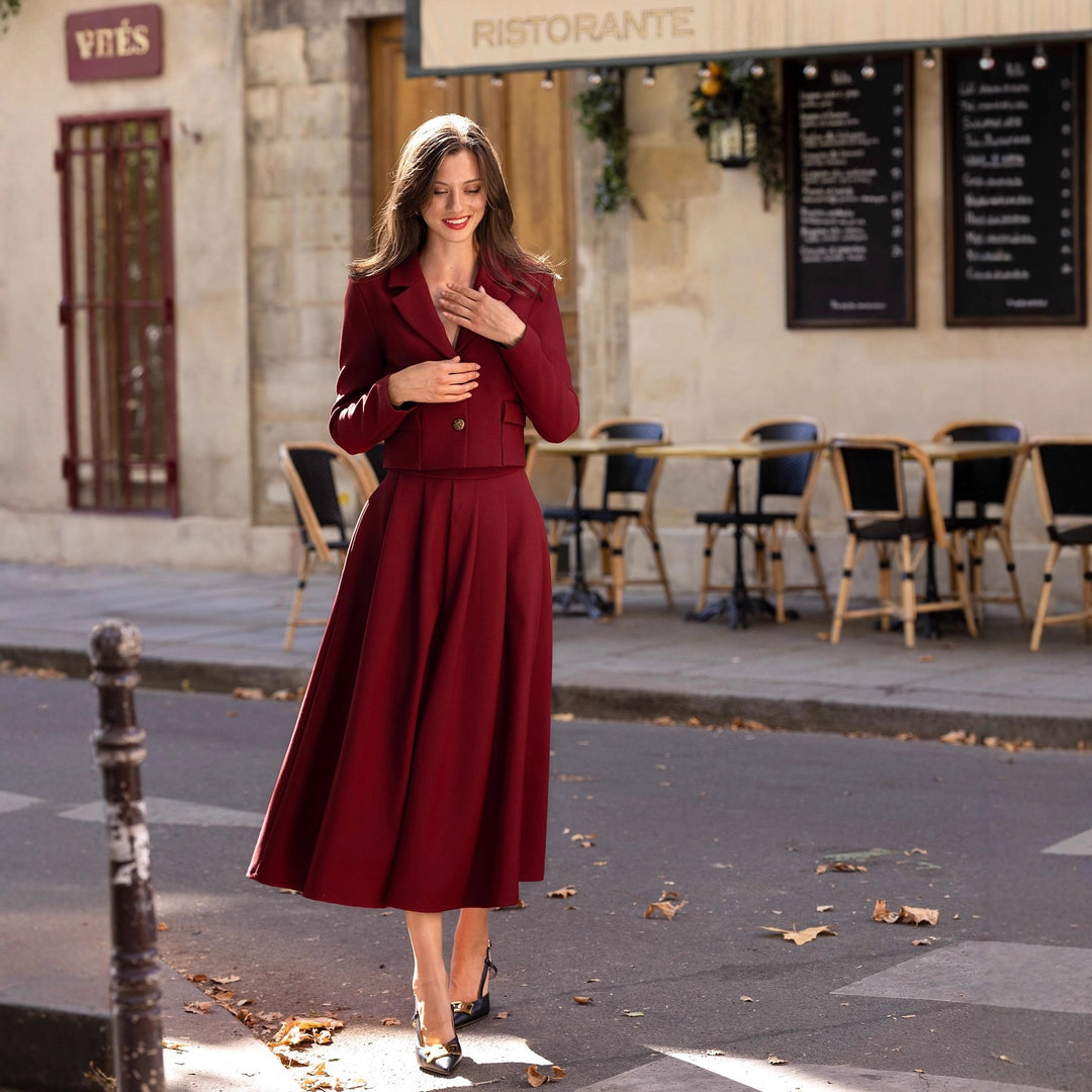 Elegant cropped blazer jacket for women with stylish button details Lune London