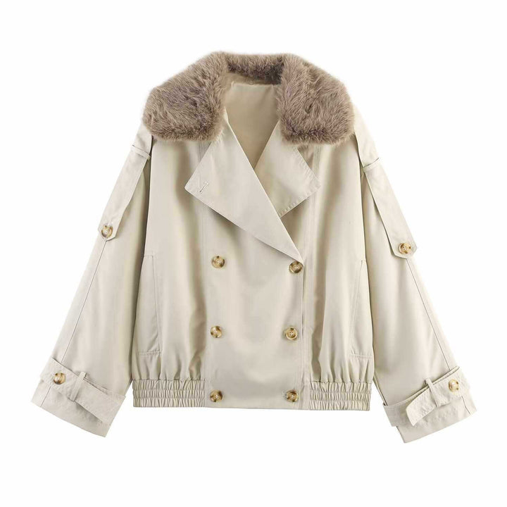 Trendy short jacket for women with fur collar Lune London