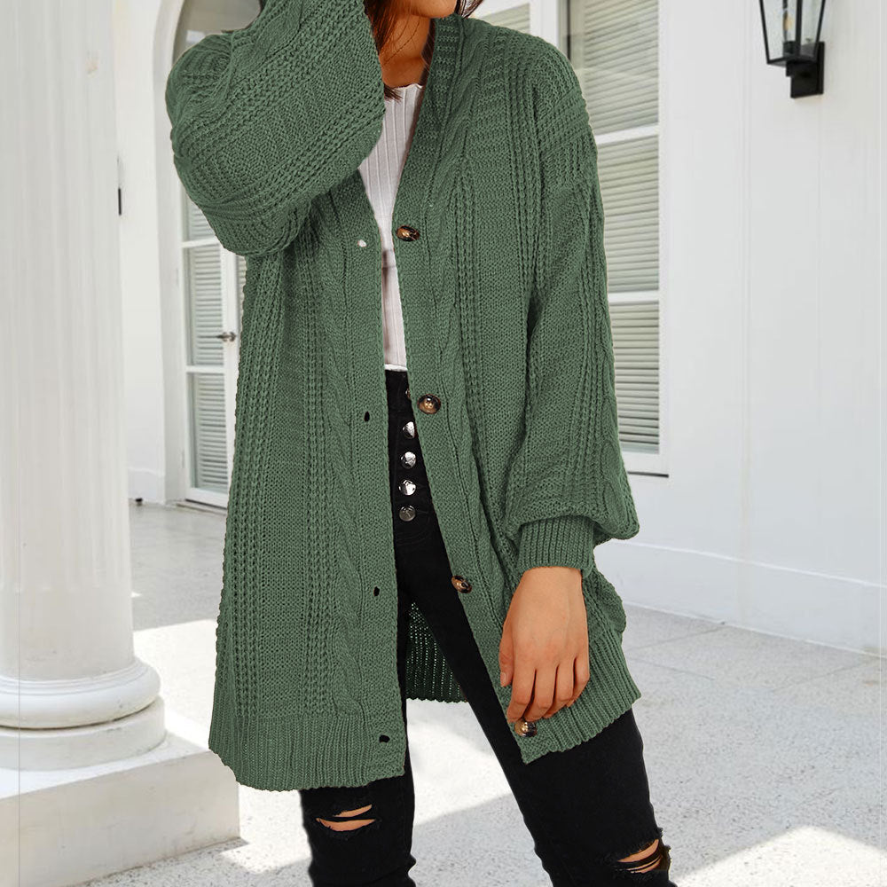 Gilet en tricot épais pour femmes avec patte de boutonnage élégante et manches larges Chic & Stil