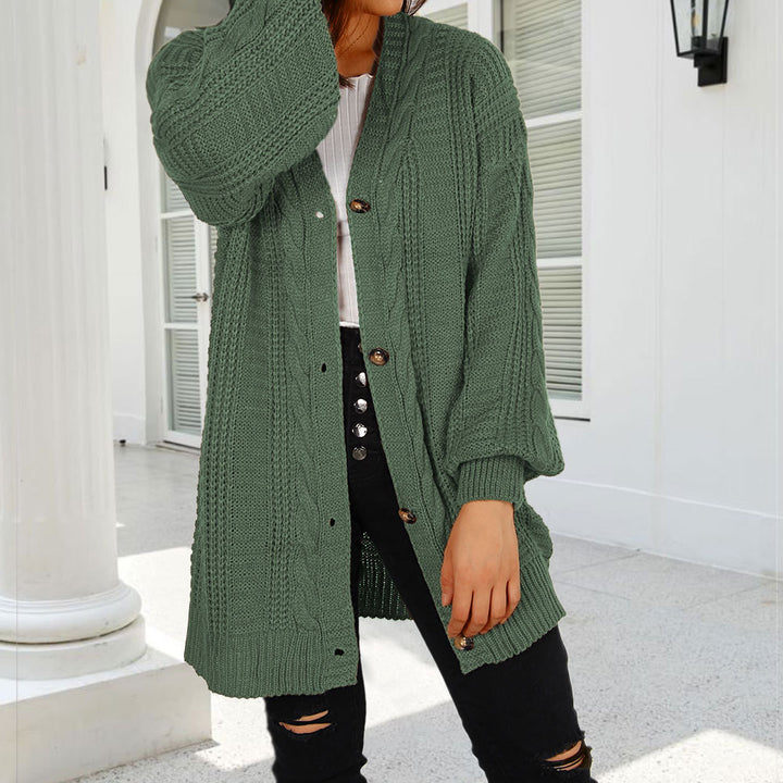 Gilet en tricot épais pour femmes avec patte de boutonnage élégante et manches larges Chic & Stil