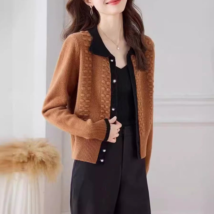 Knit jacket for women with elegant collar and button detail Lune London