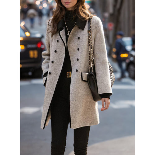 Elegant wool coat for women with classic design and contrasting collar Lune London