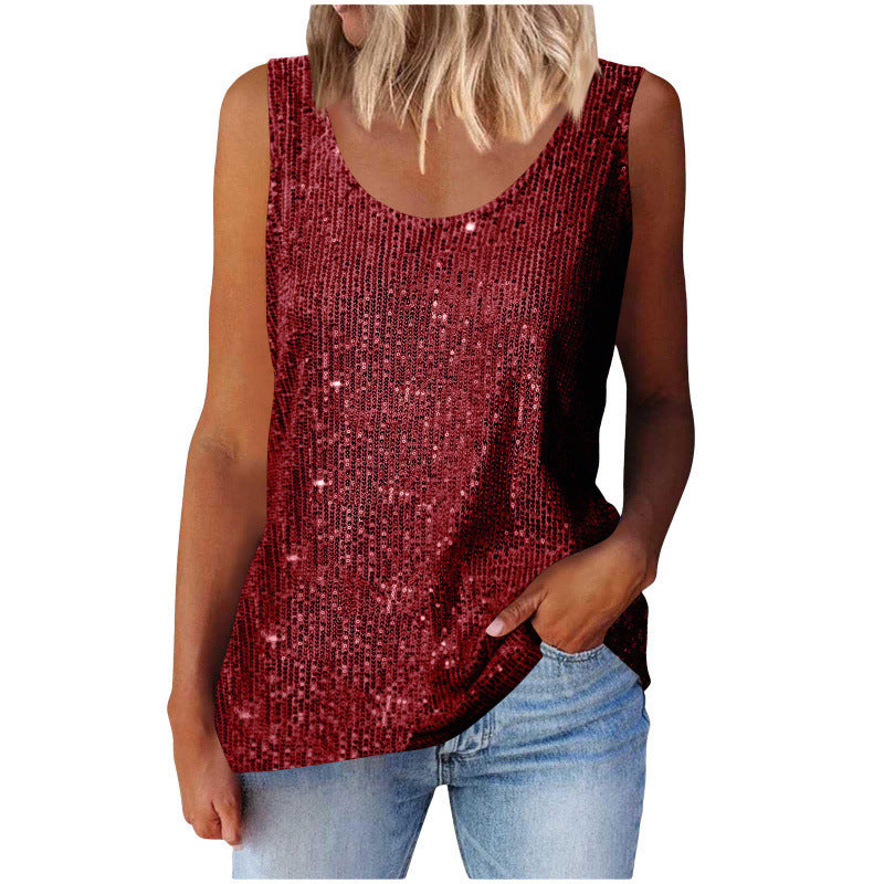 Ladies shimmering top with glistening fabric and figure-friendly cut Lune London