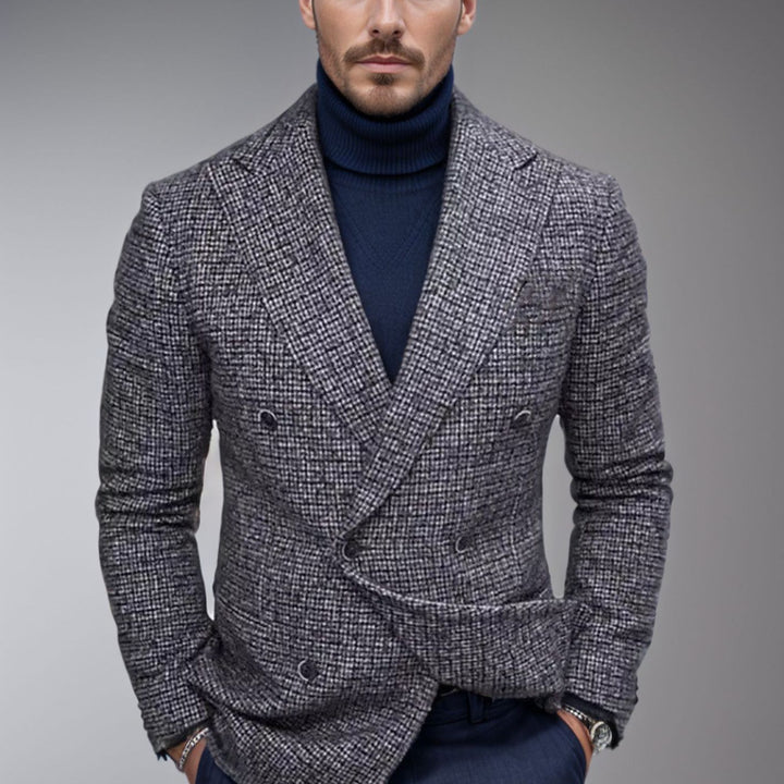 Elegant checkered blazer for men with double-breasted Lune London