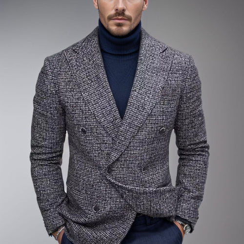 Elegant checkered blazer for men with double-breasted Lune London