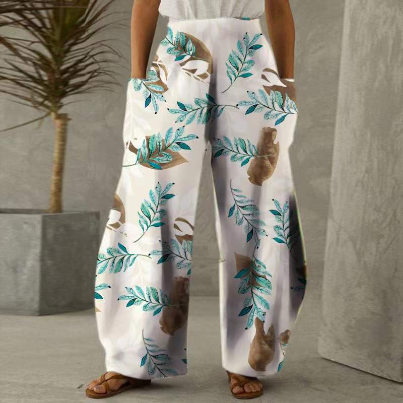 Pantalons fleuris amples pour femmes avec poches et taille élastique Chic & Stil