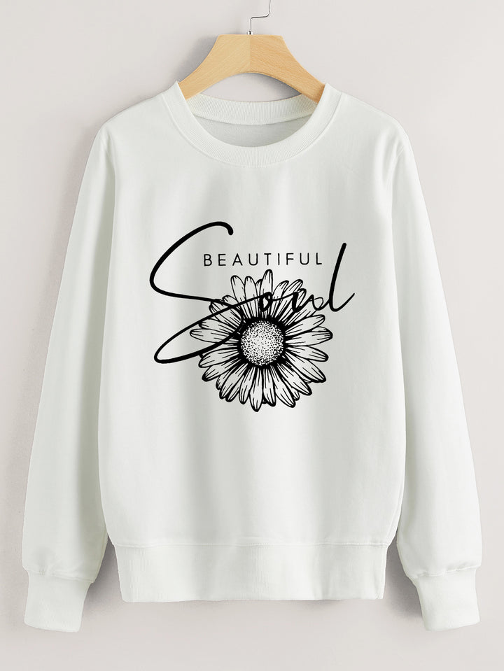 Sweatshirt femme avec motif floral et lettrage inspirant Chic & Stil