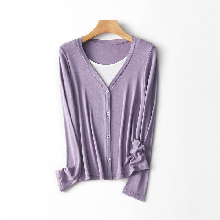 Women Lightweight Long Sleeve Button-Up Cardigan Lune London