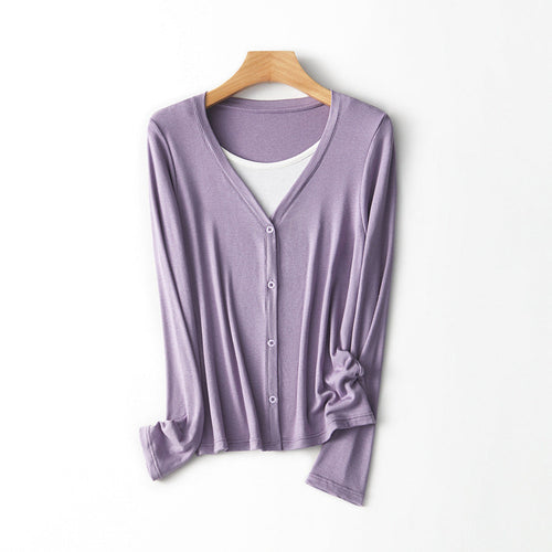 Women Lightweight Long Sleeve Button-Up Cardigan Lune London