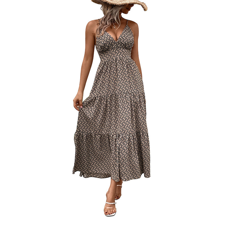Women's Bohemian Maxi Dress with Adjustable Spaghetti Straps Lune London