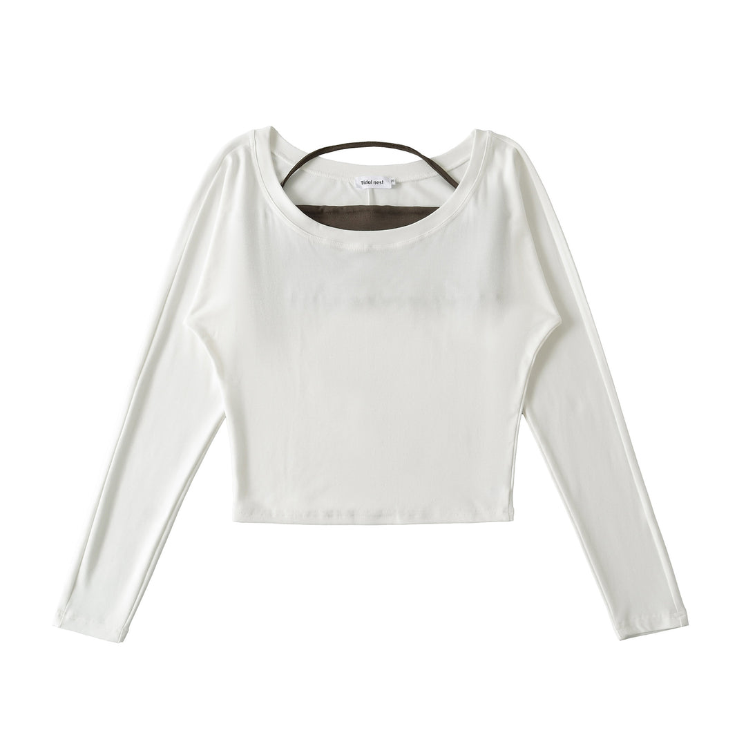 Casual long sleeve t-shirt for ladies with an elegant boat neck and a trendy back detail Lune London