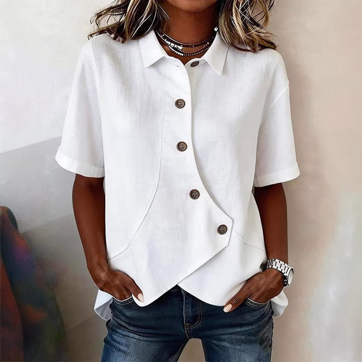 Women's specially designed blouse with unique button detail Lune London