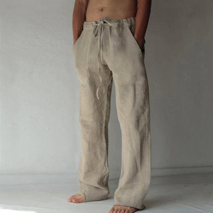 Casual linen pants for men with elastic waist and practical side pockets Lune London