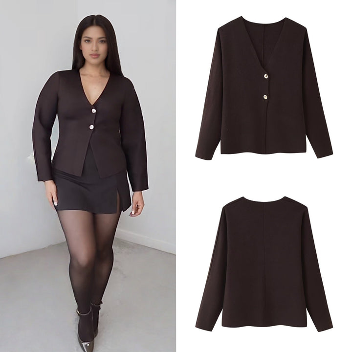 Ladies elegant knitted vest with V-neck and buttons Lune London