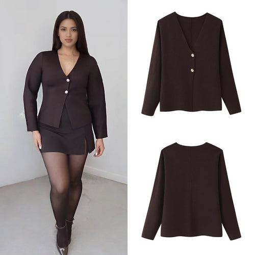 Ladies elegant knitted vest with V-neck and buttons Lune London