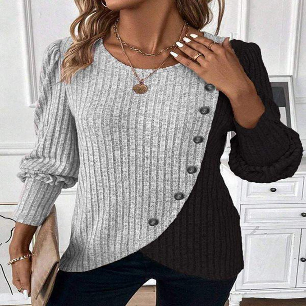 Sweater pour femme à coupe asymétrique et détails de boutons Chic & Stil