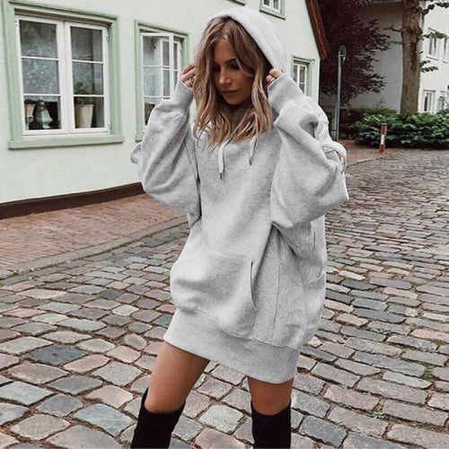 Hooded dress for women in soft cotton blend with practical pockets and a comfortable fit Lune London