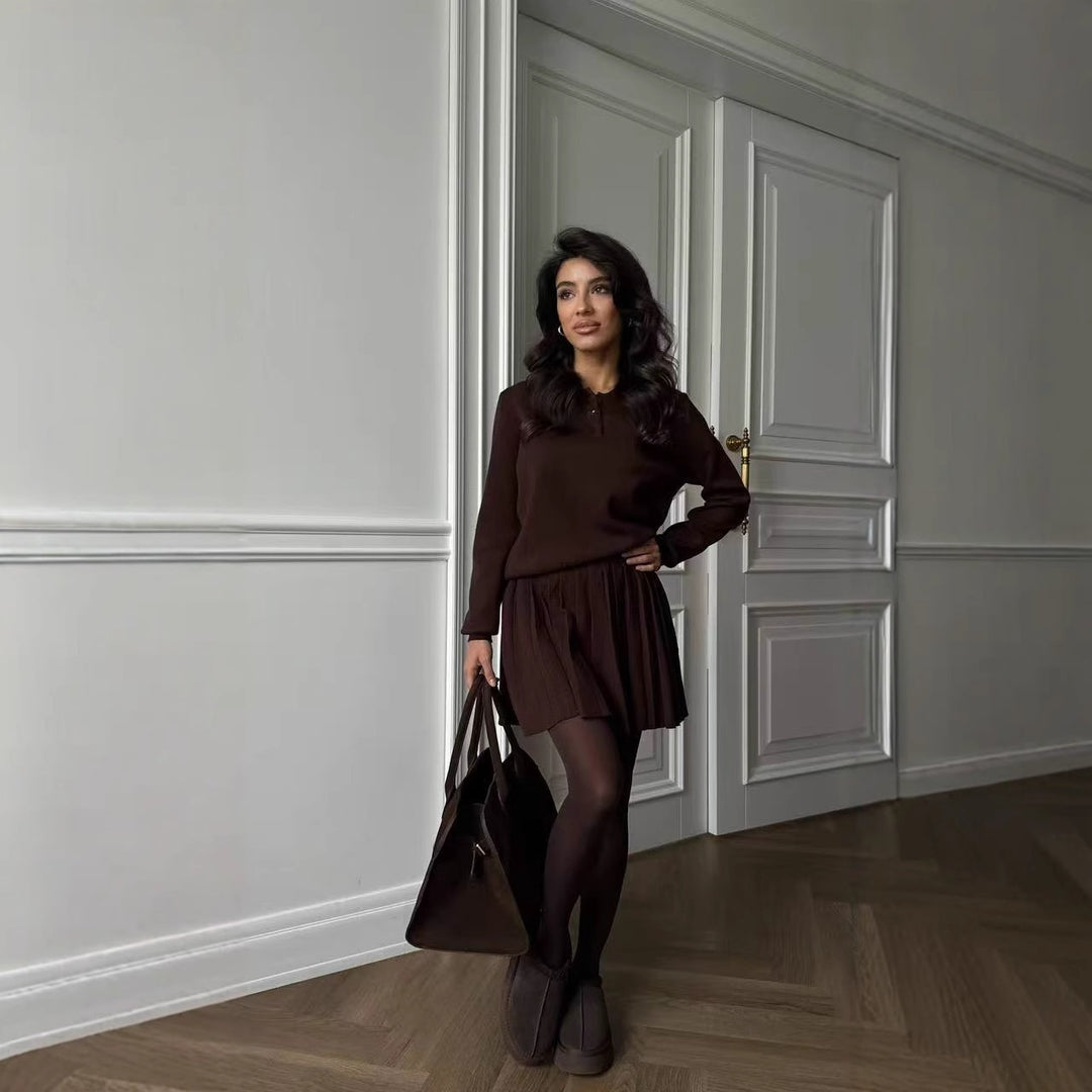 Robe sweat-shirt femme avec boutons et jupe plissée Chic & Stil