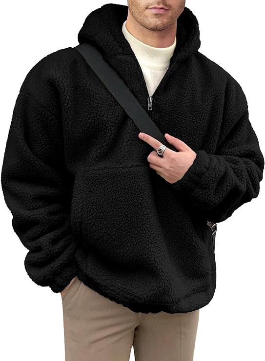 Cozy fleece pullover for men with half zip Lune London