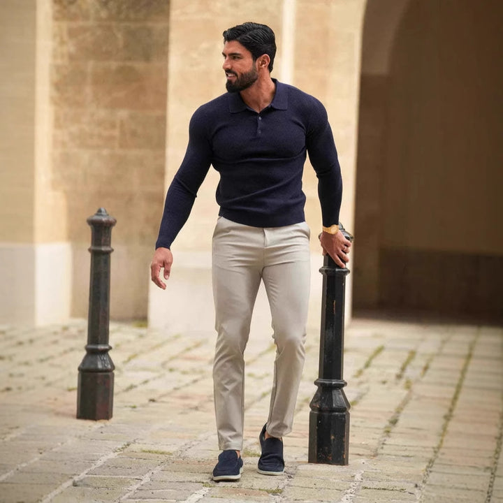 Slim fit chino pants for men with elastic waistband and side pockets Lune London