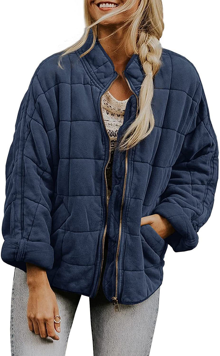 Quilted hooded jacket for women with zipper and pockets Lune London