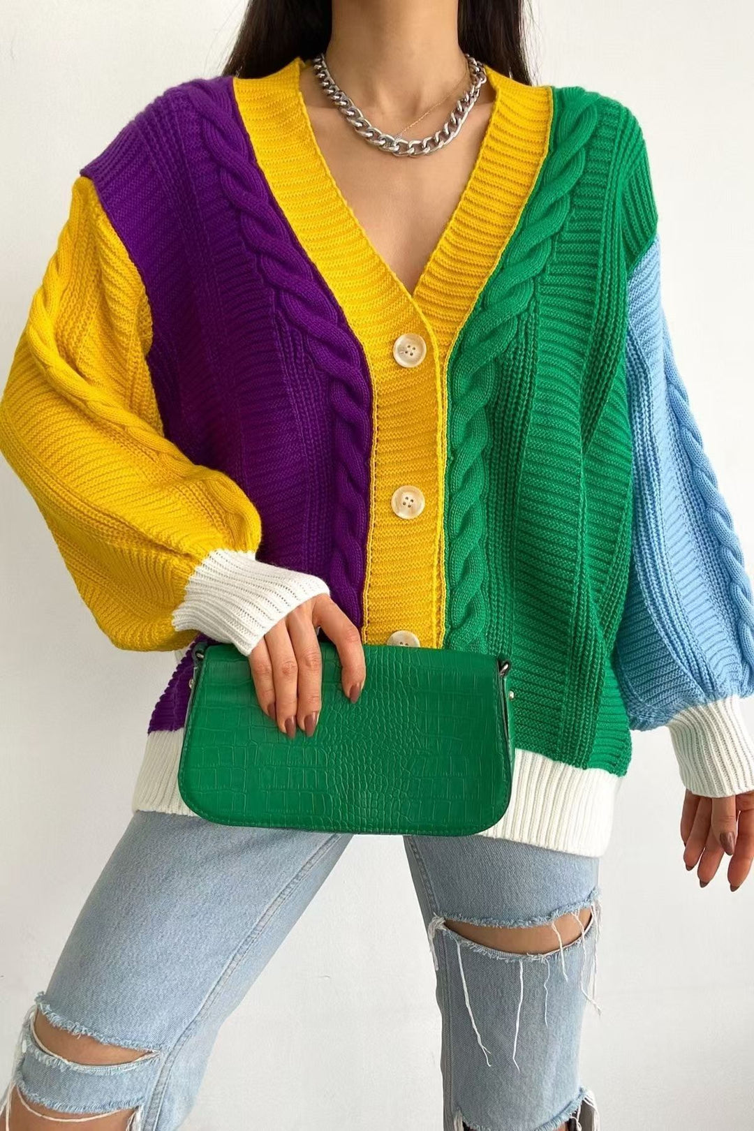 Ladies colorful vest with braided details Lune London