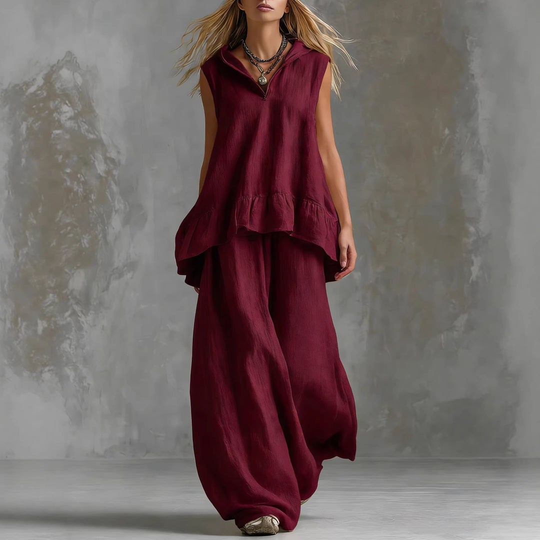 Women's Casual Long Sleeve Blouse with Ruffles and Hood Lune London