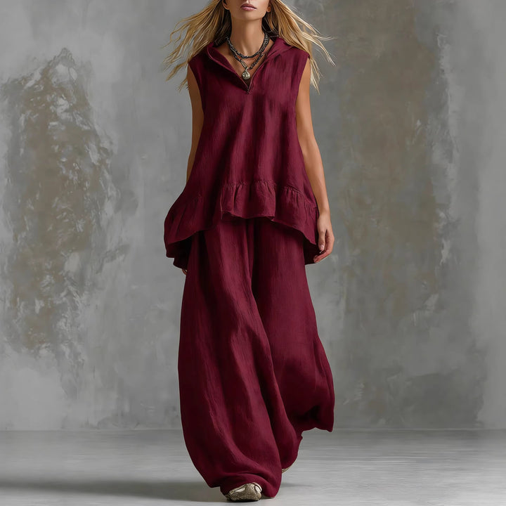 Women's Casual Long Sleeve Blouse with Ruffles and Hood Lune London