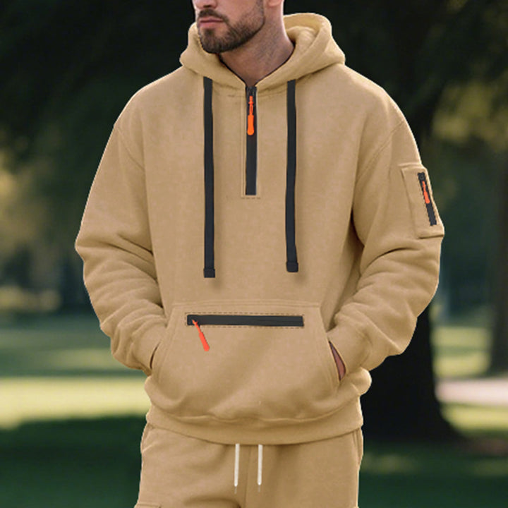 Men's sporty hoodie with functional zipper Lune London