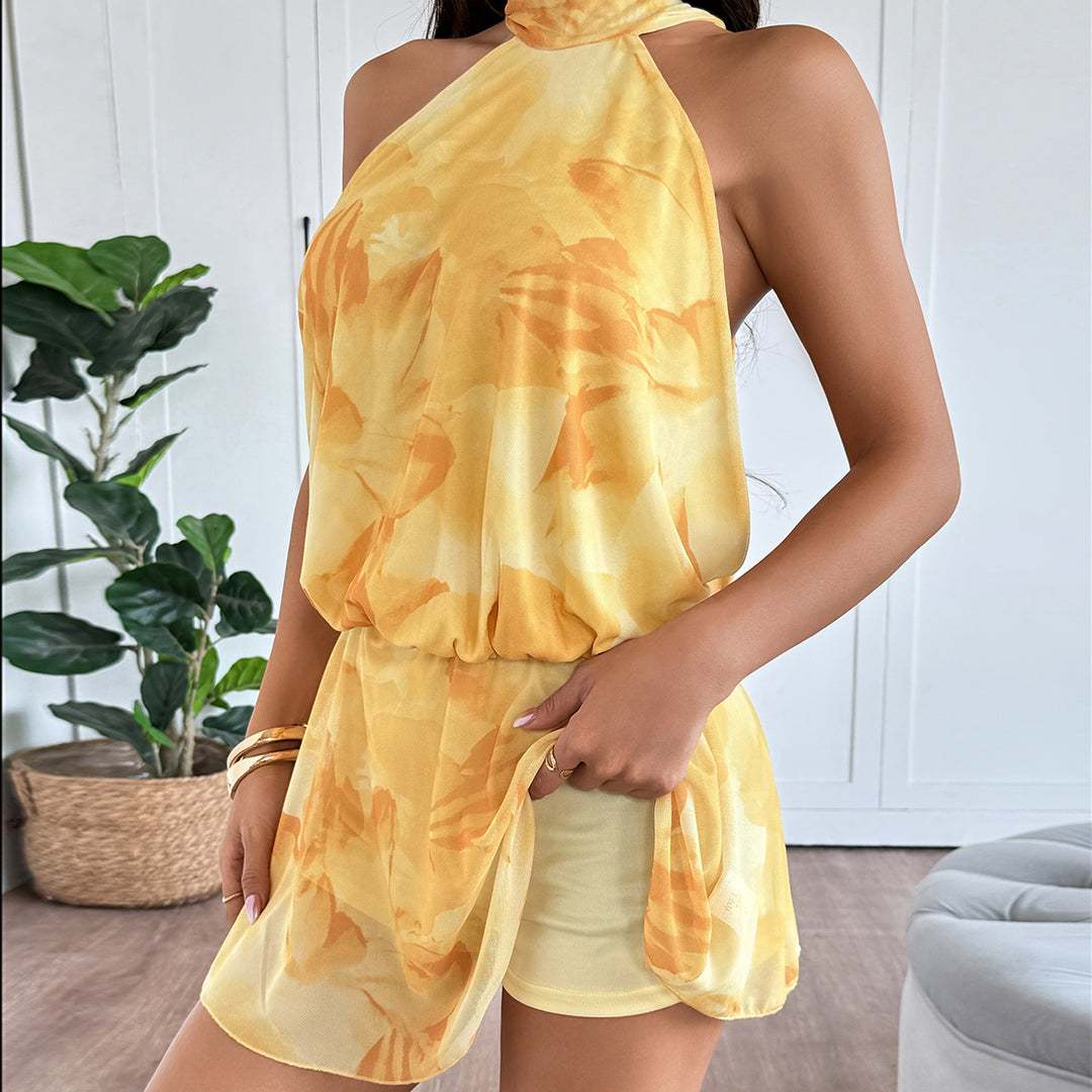 Robe de plage femme avec une coupe col montant et un ourlet à volants espiègle Chic & Stil