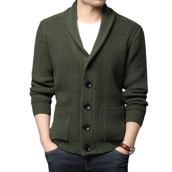 Knitted jacket for men with shawl collar and practical pockets Lune London