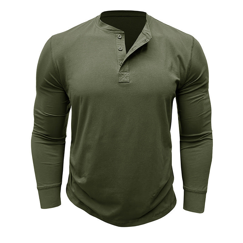 Men's long sleeve Henley shirt with stylish buttons and a high quality cotton blend Lune London