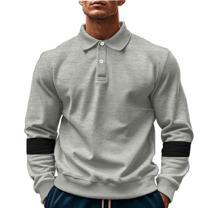 Elegant man long sleeve polo with contrasting sleeve details Lune London