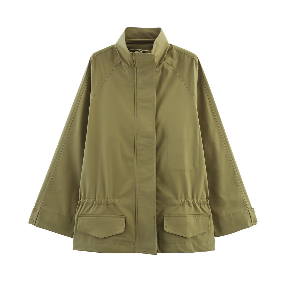 Casual utility jacket for ladies with practical drawstring and large pockets Lune London