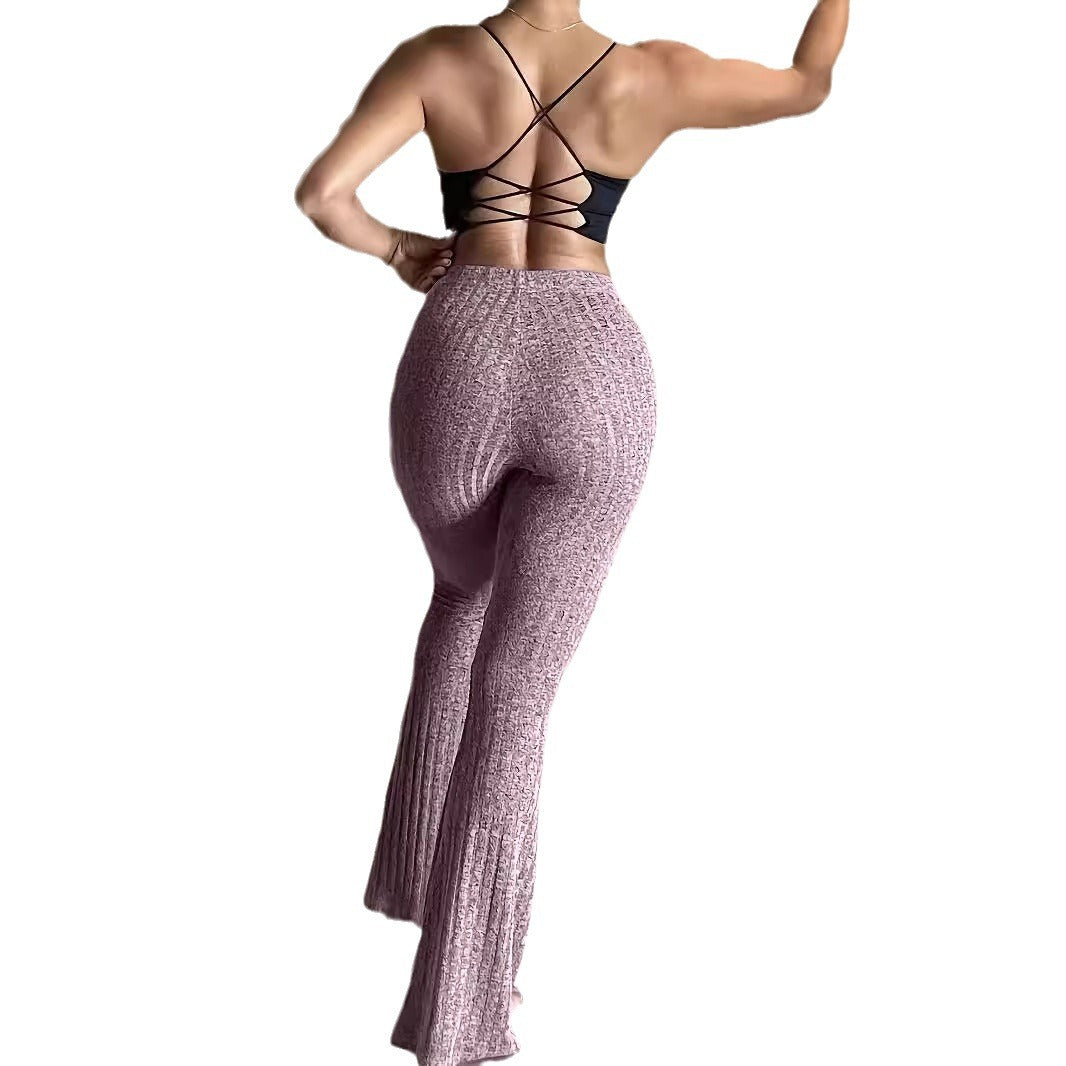 Bootcut leggings for women in luxurious fabric with textured design and high waist Lune London