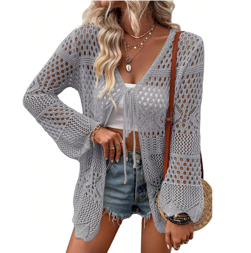 Ladies' knit kimono with an airy mesh structure Lune London
