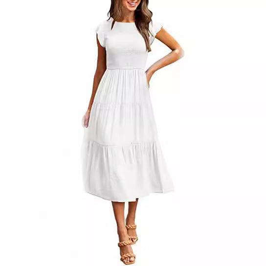 Midi dress for women with attractive gathered details and ruffle Lune London