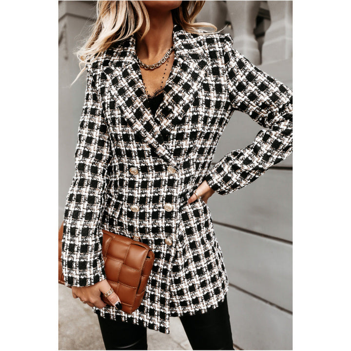 Double-breasted checked jacket for women Lune London
