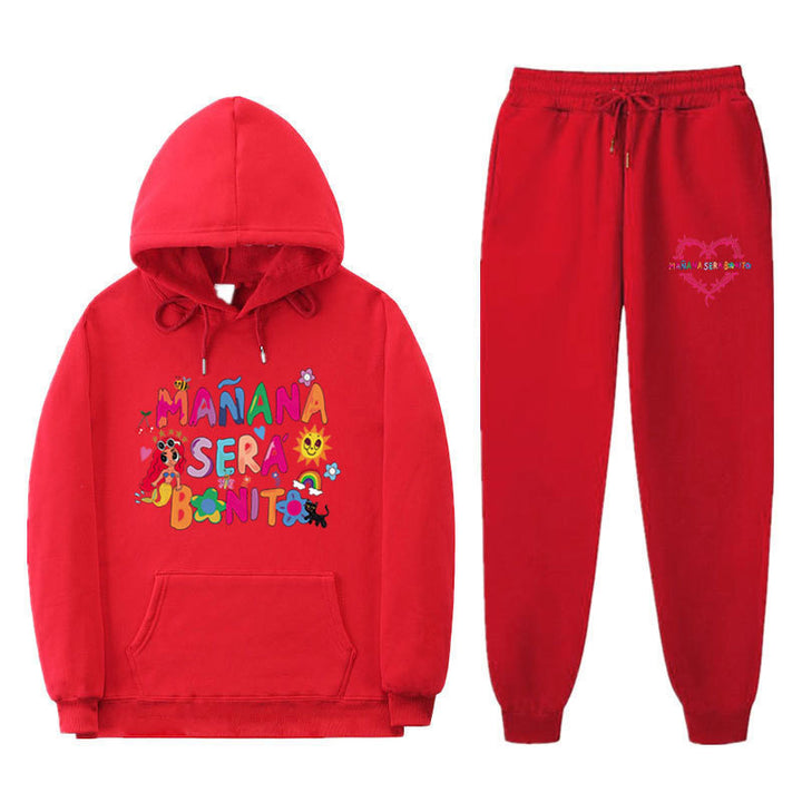 Women's Sweatshirt and Jogging Pants Set with Colorful Print Lune London