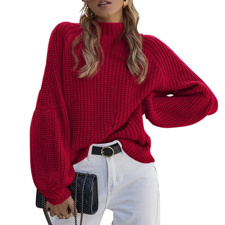 Knitted sweater for women with a loose fit and modern puff sleeves Lune London