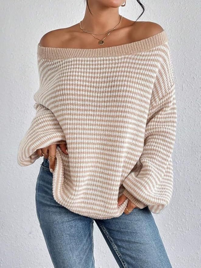 Pull en tricot épais pour femmes avec un col rond décontracté et des poignets de manches généreux Chic & Stil