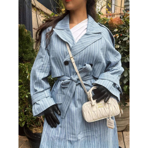 Trench coat for women with striped design and tie belt Lune London
