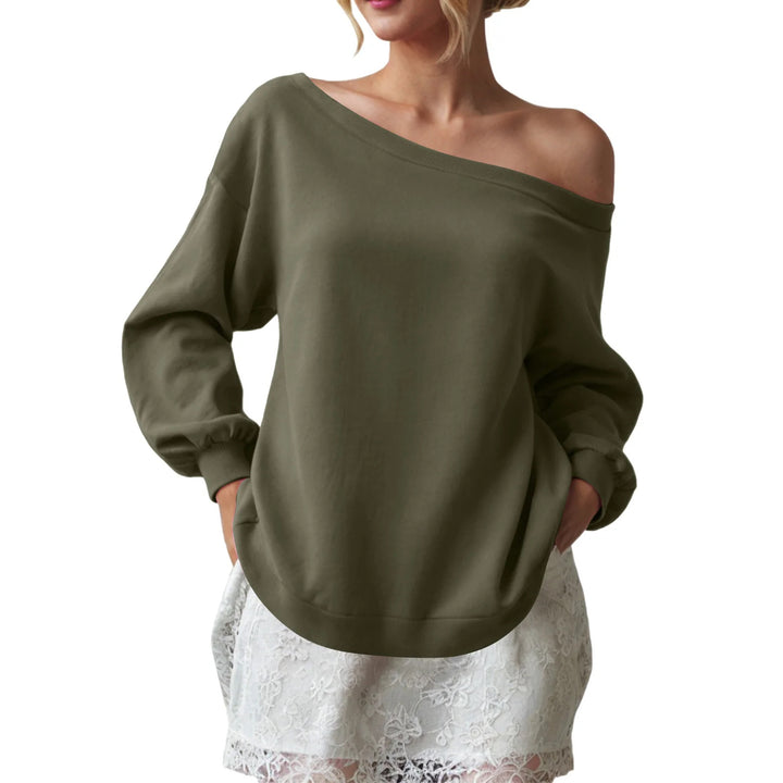 Ladies Creative Oversized Sweatshirt with Chic and Stylish Shoulder Details