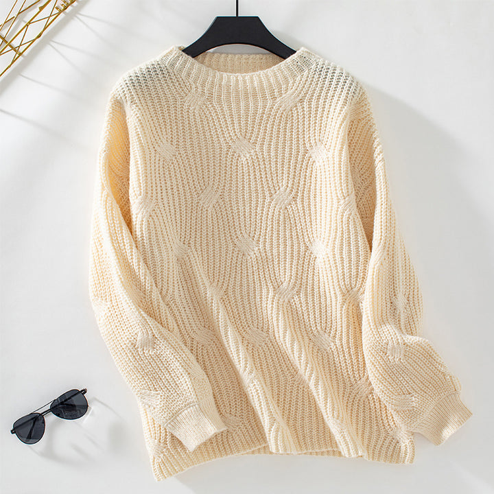 Chunky knit sweater for women with a striking wave pattern Lune London
