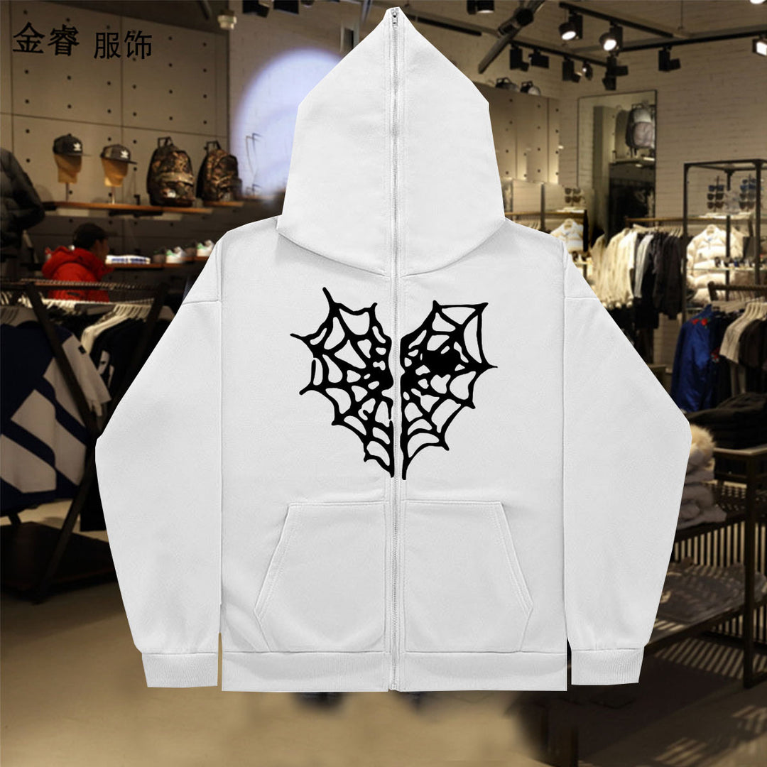 Lady Hoodie with a striking spider web design Lune London