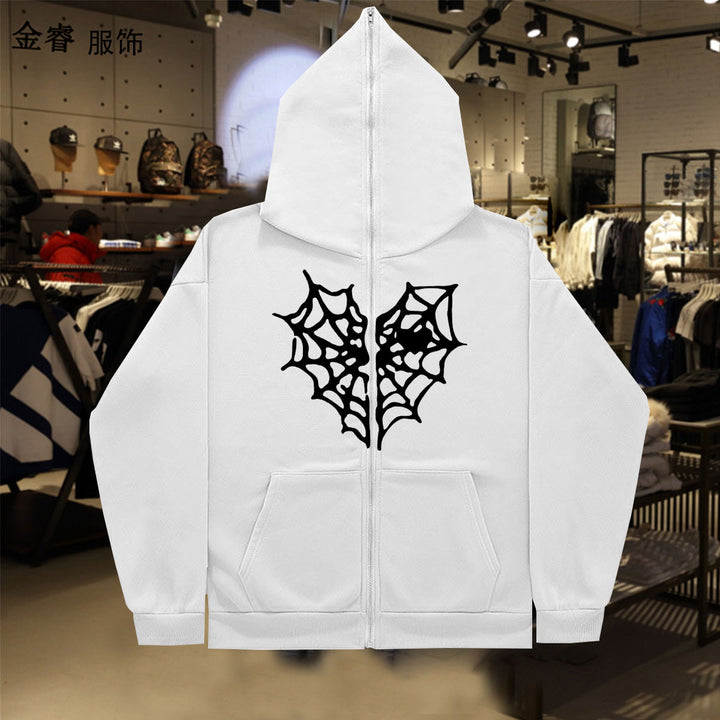 Lady Hoodie with a striking spider web design Lune London