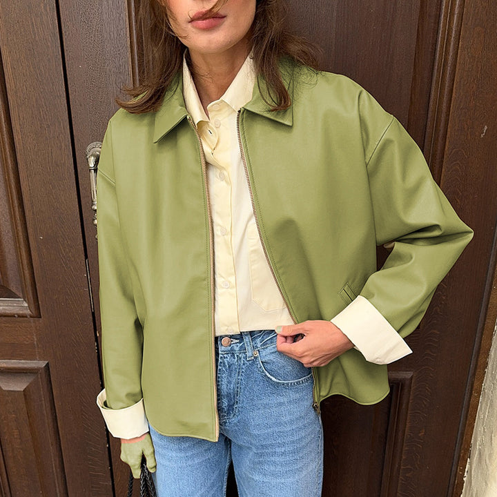Ladies' faux leather jacket with a relaxed fit and modern design Lune London