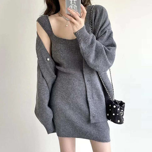 Knit dress for women with a fine rib pattern and an asymmetrical cut Lune London