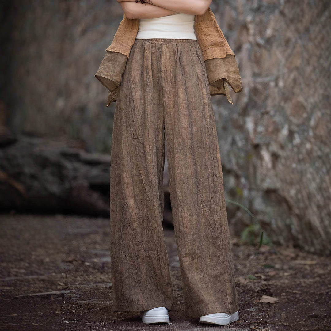 Loose linen pants for women with textured finish Lune London