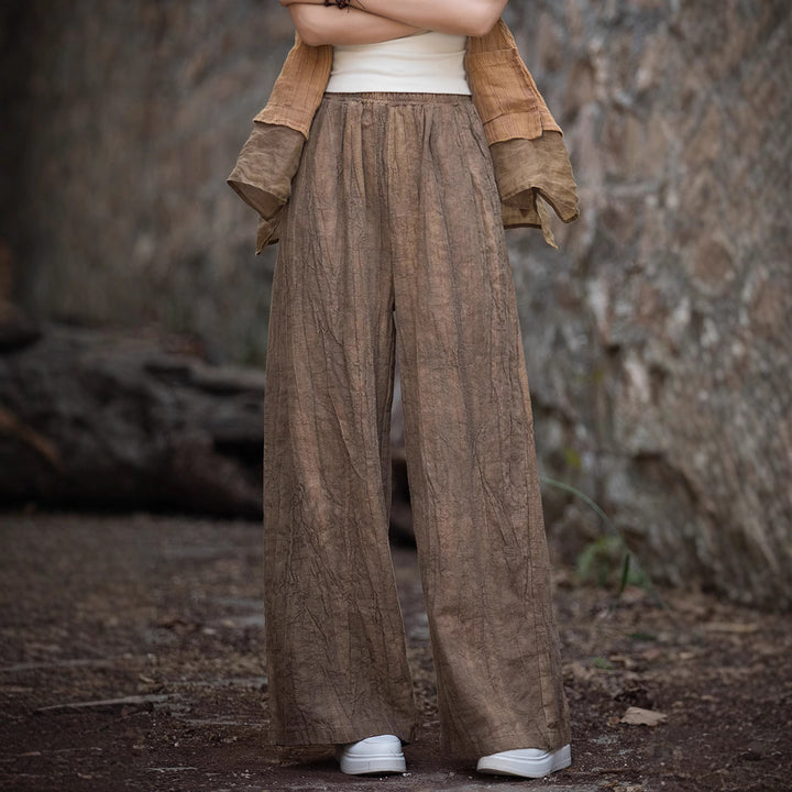 Loose linen pants for women with textured finish Lune London